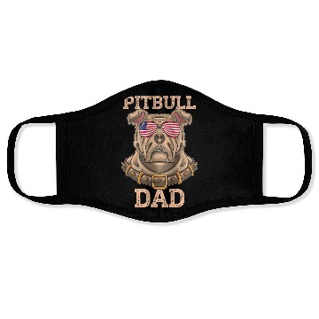 Discover Pitbull Dad Dog Vintage USA American Flag Face Masks