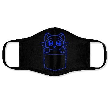Discover Small Little Cute Cat Kitten In Chest Pocket Bag Face Masks
