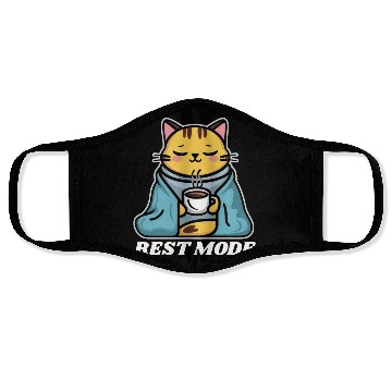 Discover Rest Mode Cat With Coffee Face Masks