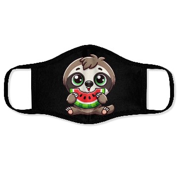 Discover Sloth with watermelon cartoon summer vibes Face Masks