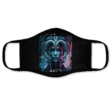 Discover Zodiac sign Aries in cyberpunk era Future Face Masks