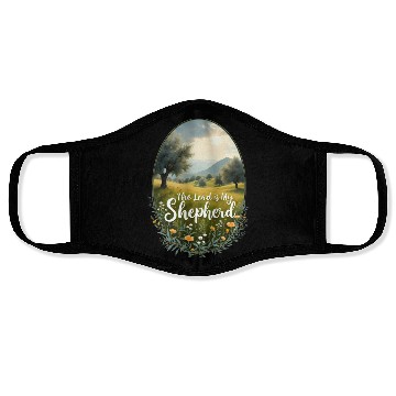 Discover The Lord Is My Shepherd Peaceful Christian Artwork Face Masks