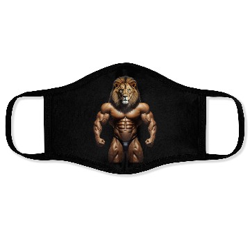 Discover LION KING POWER: MUSCLE CHAMPION Bodybuilder Gym Face Masks