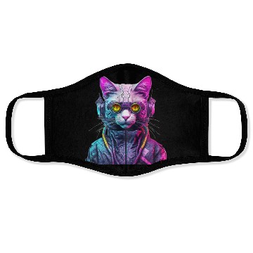 Discover Cyberpunk Cat Warrior Face Masks