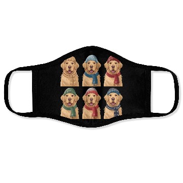 Discover Winter Cute Golden Retriever Face Masks