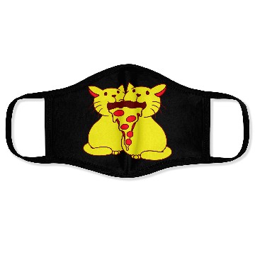 Discover 2 Cats Food Salami Pizza Fast Food Fun Hunger Team Face Masks
