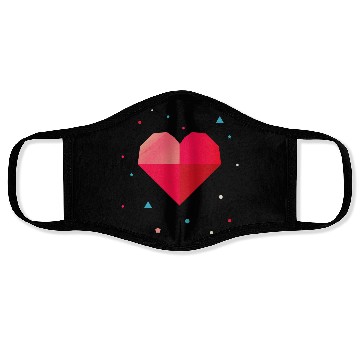 Discover Geometric heart - modern & colorful design Face Masks
