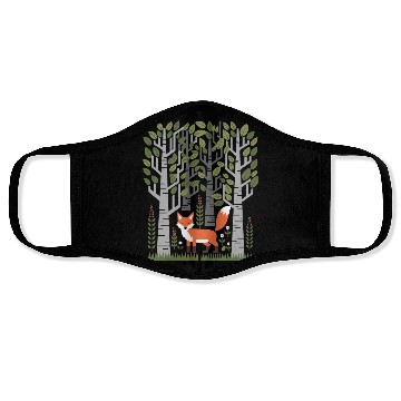 Discover Cottagecore Fox in enchanting Birch Forest Face Masks