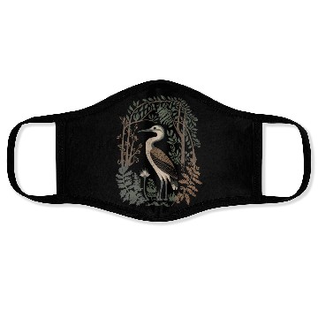 Discover Heron in Forest Foliage Nature Scene Face Masks
