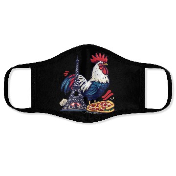 Discover French Pride: Rooster with Eiffel Tower and Pizza Face Masks