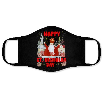 Discover Happy saint Nicholas dayretro logo Face Masks