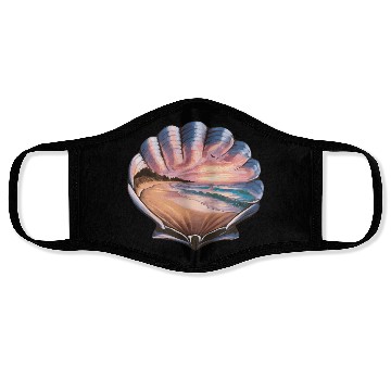 Discover Seashell Beach Scene Serene Ocean Landscape Face Masks
