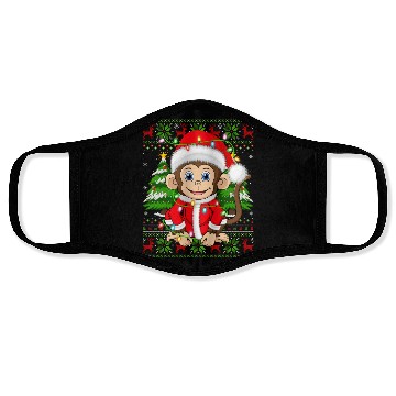 Discover Monkey Santa Hat Ugly Christmas Tree Lights Face Masks
