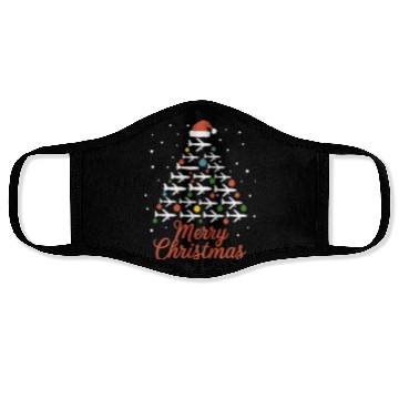 Discover Merry Christmas Airplane Tree Vacation Face Masks