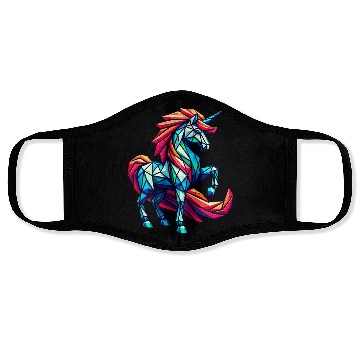 Discover Dynamic Geometric Unicorn with Rainbow Mane Face Masks