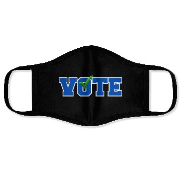 Discover Bold Blue "VOTE" with Green Checkmark Election Face Masks