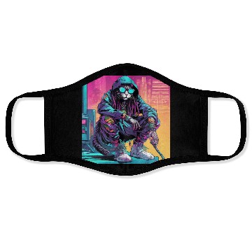 Discover Cyberpunk Rastafari Cat Face Masks