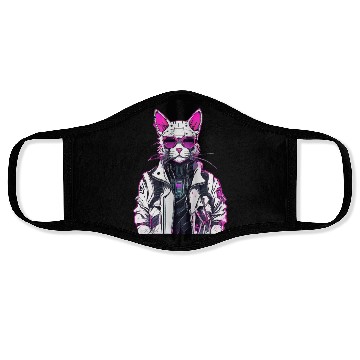 Discover Cyberpunk Cat: Neon Outlaw Face Masks