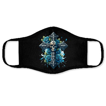 Discover Gothic Collection - Cross, Skull & Blue Roses Face Masks
