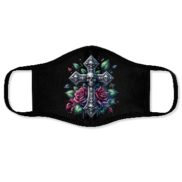Discover Gothic Collection - Cross, Skulls & Red Roses Face Masks