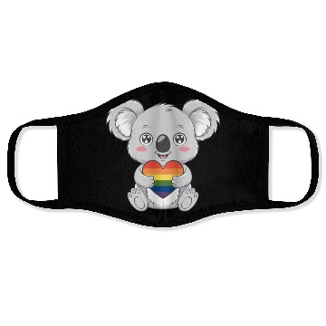 Discover Cute Koala Holding Rainbow Heart LGTBQ Pride Face Masks