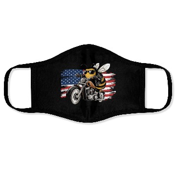 Discover Funny Saying Born to Bee Wild US Flag Motorcycle Face Masks