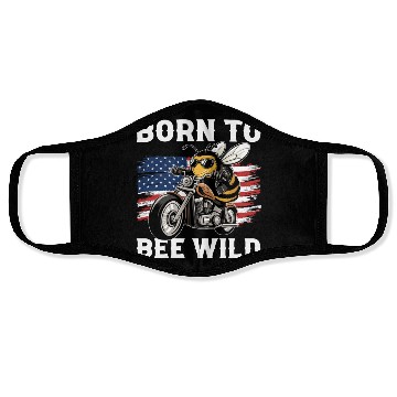 Discover Funny Saying Born to Bee Wild US Flag Motorcycle Face Masks