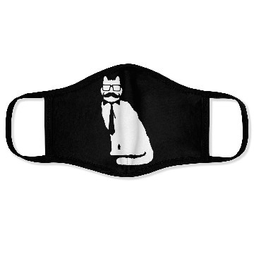 Discover Nerd Cat Horn-rimmed Glasses Geek Smart Kitten Fun Face Masks