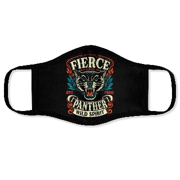 Discover Fierce Panther Old School Tattoo Wild Face Masks