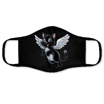 Discover Black Cat with Angel Wings Face Masks