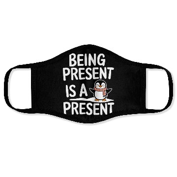 Discover Being Present Is A Present Penguin Design Face Masks