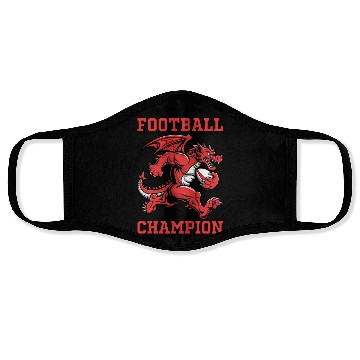 Discover Funny Fantasy Football Champion Dragon Running Face Masks