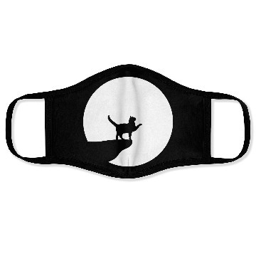 Discover Cat Moon Cliff At Night Werewolf Round Howling Fun Face Masks