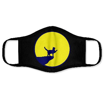 Discover Cat Moon Cliff At Night Werewolf Round Howling Fun Face Masks