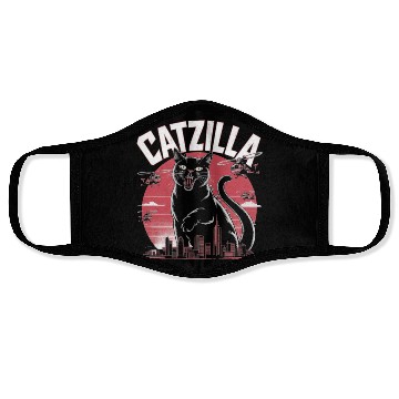 Discover Catzilla Attacks City Design Face Masks