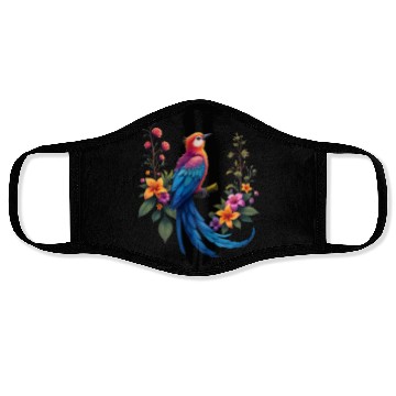 Discover Fantastical Bird Of Paradise Painting Face Masks