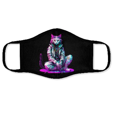 Discover Cyberpunk Rastafarian Cat Face Masks