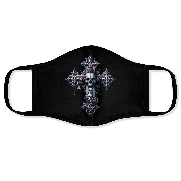 Discover Gothic Cross Collection - Skulls and Red Roses Face Masks