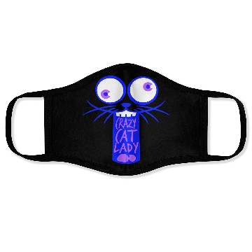 Discover Crazy Cat Lady Text Love Saying Quote Weird Woman Face Masks