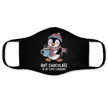 Discover Hot Chocolate Is My Love Language Cute Penguin Face Masks