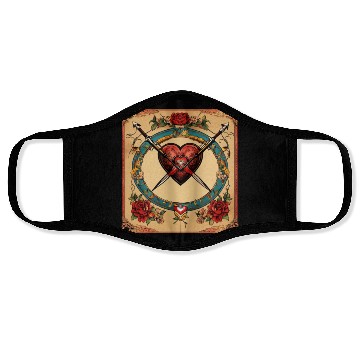 Discover Traditional Tattoo Heart with Cupid Bow Face Masks