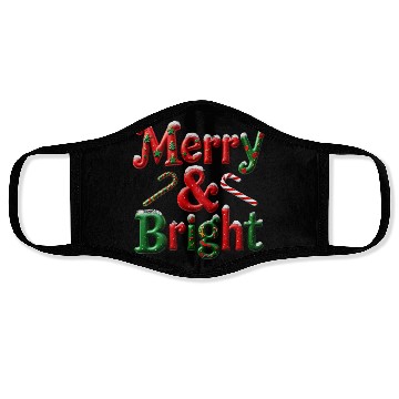 Discover Merry and Bright Christmas Typography Face Masks