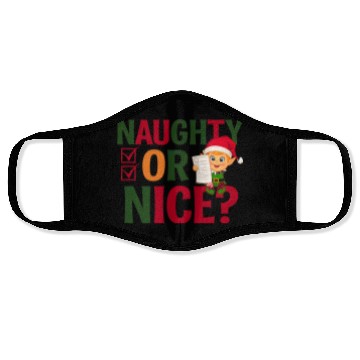 Discover Naughty or Nice Elf Checklist Christmas Fun Face Masks