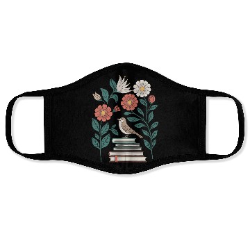 Discover Cottagecore Bird on Books with Flowers Delight Face Masks