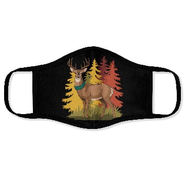 Discover Deer in Pine Forest Face Masks | Fall Wildlife