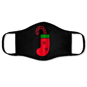 Discover christmas sock with candy cane Face Masks