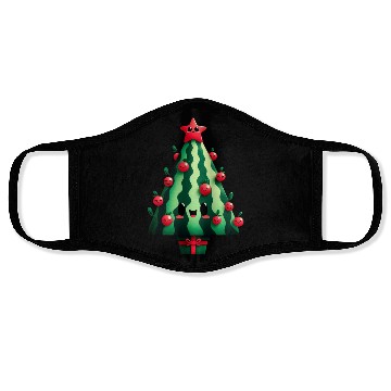 Discover Christmas tree watermelon design Face Masks