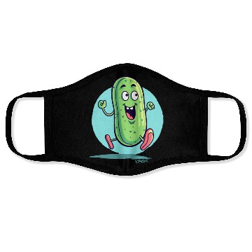 Discover A Happy Running Pickle Face Masks