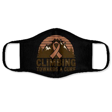 Discover Mountain Climbing Cancer Awareness Retro Design Face Masks