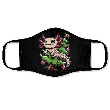 Discover Cute Axolotl Christmas Tree Comic Style Face Masks